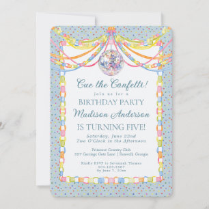 Invitation Blue Cue la Guirlande de Papier de Fête d'Annivers