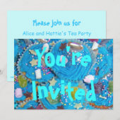 Invitation Blue Cupcakes 'You are Invited' (Devant / Derrière)