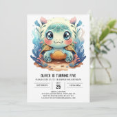 Invitation Blue Custom Aquatic Turtle Boy Anniversaire (Debout devant)