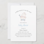 Invitation Blue Cute Bunny Aquarelle Simple Baby shower garço (Devant)