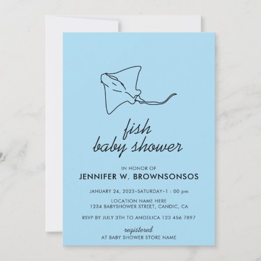 Invitation Blue Cute Celebrity Fish (Devant)