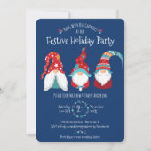 Invitation Blue Cute Gnomes Noël Festive Fête Fête Fête Fête (Devant)
