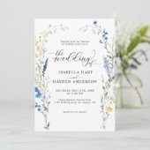 Invitation Blue Dainty Wild Floral DustyMéditerranéen Mariage (Debout devant)