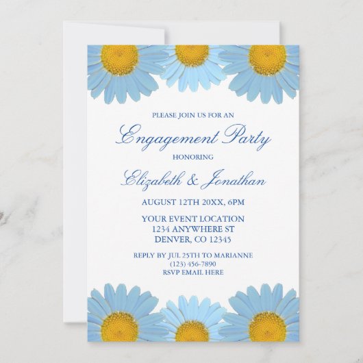 Invitation Blue Daisies Floral (Devant)