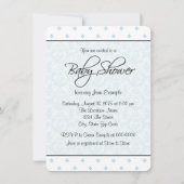 Invitation Blue Damask African American Baby Boy Douche (Dos)