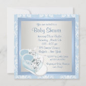 Invitation Blue Damask Chaussures Blue Damask Baby Boy Shower (Dos)