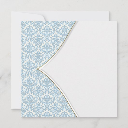 Invitation Blue Damask Cross Boy Christening (Dos)