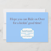 Invitation Blue Damask, fête d'anniversaire de Tan Chevron Co (Dos)