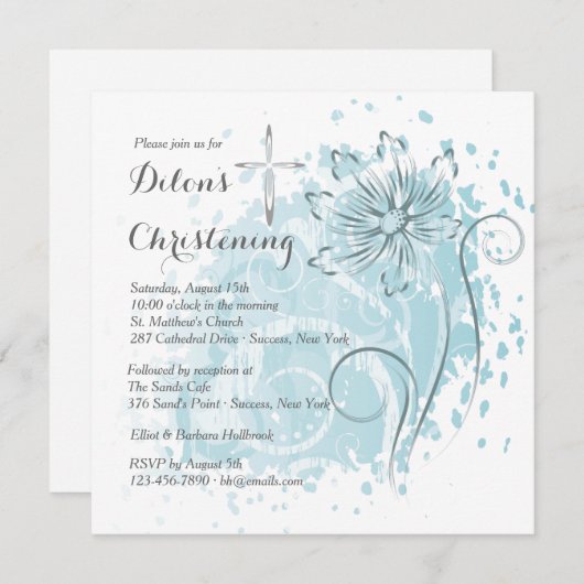 Invitation Blue Dandelion (Devant / Derrière)