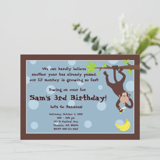 Invitation Blue de Curious Monkey (Debout devant)