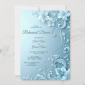 Invitation Blue Decorative Floral Rehearsal Dinner (Devant)