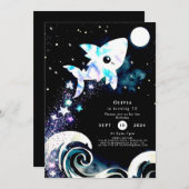 Invitation Blue Deepsea, le requin des enfants, anniversaire (Devant / Derrière)