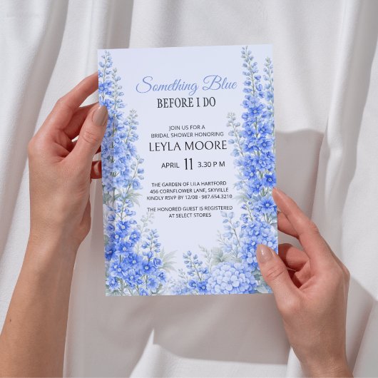 Invitation Blue Delphinium Bridal Shower Something Blue