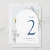 Invitation Blue Delphinium Floral Boy Baptism Table Number (Devant)
