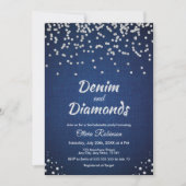 Invitation Blue Denim et Diamonds Elegant Bachelorette Party (Devant)