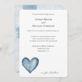 Invitation Blue Denim Jean Mariage de coeur (Devant / Derrière)