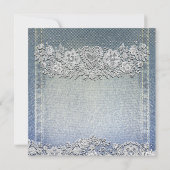 Invitation Blue Denim Jean & White Heart Lace Fête des mariée (Dos)