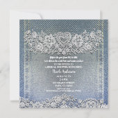 Invitation Blue Denim Jean & White Heart Lace Fête des mariée (Devant)