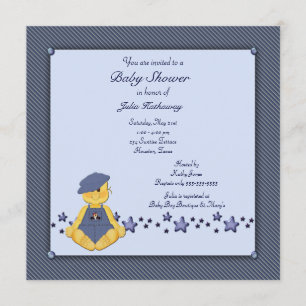 Invitation Blue Denim Stars Baby Boy Douche