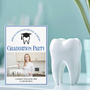Invitation Blue Dental School Photo Custom Graduation Party