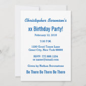 Invitation BLUE DIAGONAL PLAID 50e anniversaire Fête A07L (Dos)