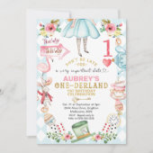 Invitation Blue Diamond Heart Alice Un derland 1er anniversai (Devant)