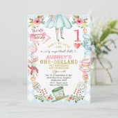 Invitation Blue Diamond Heart Alice Un derland 1er anniversai (Debout devant)