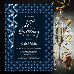 Invitation Blue Diamond Motif 18ème anniversaire