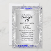 Invitation Blue Diamond Snowflake Winter Wonderland Sweet 16 (Dos)