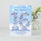 Invitation Blue Diamond Sparkle Glamorous Sweet 16 Birthday (Debout devant)