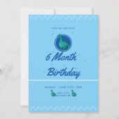 Invitation Blue Dinosaur 6 Month Birthday (Devant)