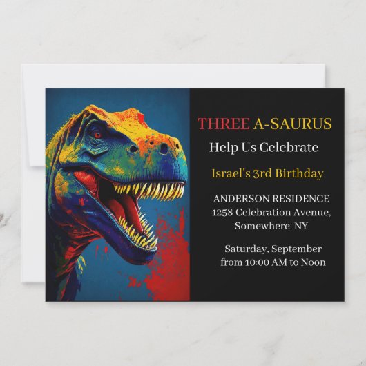 Invitation Blue Dinosaur Adventure (Devant)