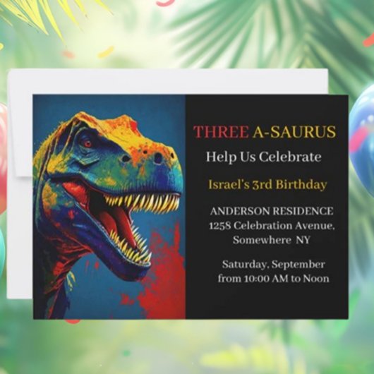 Invitation Blue Dinosaur Adventure