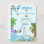 Invitation Blue Dinosaur Enfants T Rex fête d'anniversaire (Devant)