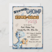 Invitation Blue Dinosaur Rawr Fête d'anniversaire (Devant)