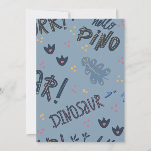 Invitation Blue Dinosaur Rawr Fête d'anniversaire (Dos)