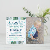Invitation Blue Dinosaur Safari Anniversaire (Debout devant)