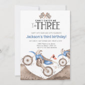Invitation Blue Dirt Bike 3rd birthday - Cant catch me (Devant)