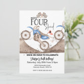 Invitation Blue Dirt Bike 4th birthday Need FOUR Speed  (Debout devant)