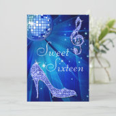 Invitation Blue Disco Ball and Heels 16e anniversaire (Debout devant)