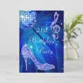 Invitation Blue Disco Ball and Heels 21e anniversaire (Debout devant)