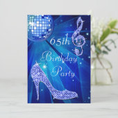 Invitation Blue Disco Ball and Heels 65e anniversaire (Debout devant)