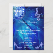 Invitation Blue Disco Ball and Heels 65e anniversaire (Dos)