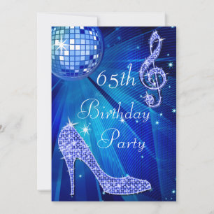Invitation Blue Disco Ball and Heels 65e anniversaire