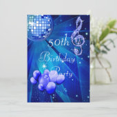 Invitation Blue Disco Ball et ballons 50e anniversaire Invita (Debout devant)
