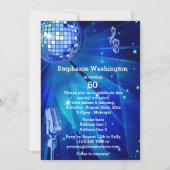 Invitation Blue Disco Ball et rétro Microphone 60e anniversai (Dos)