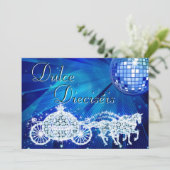 Invitation Blue Disco Ball, Princess Coach & Horses Sweet 16 (Debout devant)