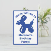 Invitation Blue Dog Balloon Animal Boys fête d'anniversaire (Debout devant)