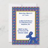 Invitation Blue Dog Balloon Animal Boys fête d'anniversaire (Dos)