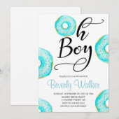 Invitation Blue Donut Oh Baby Boys Baby shower (Devant / Derrière)